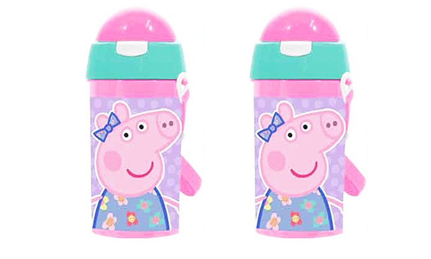 Image 5: Affinity Paw Patrol or Peppa Pig Flip-Top Water Bottle with Straw