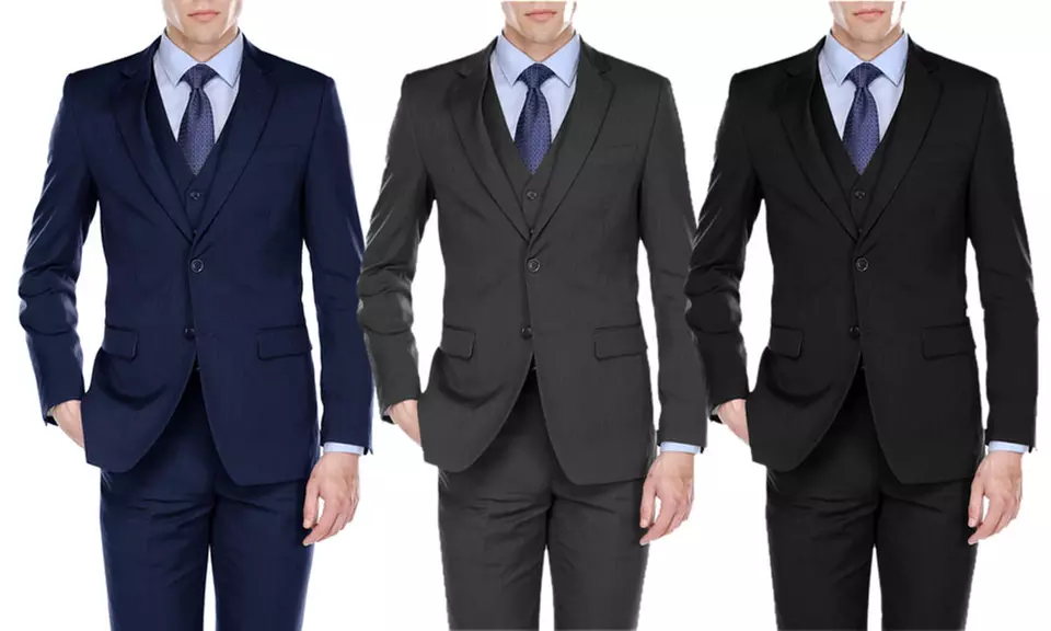 Fino Uomo Men's Light Herringbone Classic Fit Suits (3-Piece) - Primary Image