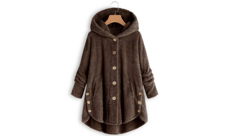 Image 7: Oversized Fluffy Hooded Coat