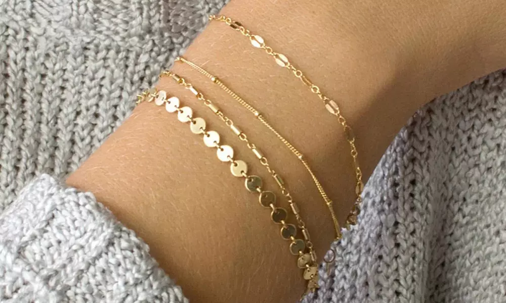 1x oder 2x 4er-Set Edelstahl-Armbänder für Damen