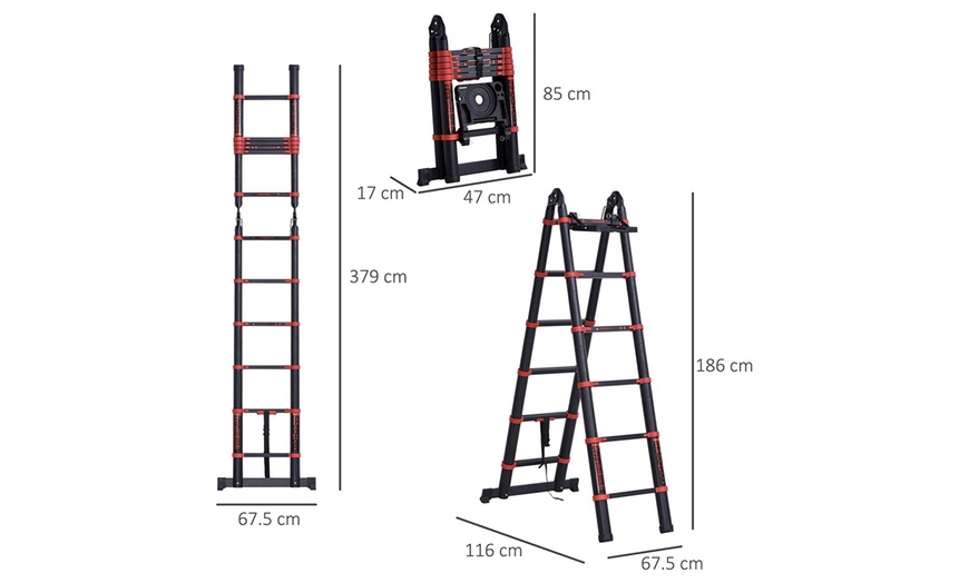 Image 9: HomCom Duo Aluminium Telescopic Ladder