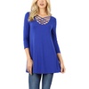 Image 6: Women's 3/4 Sleeve Triple Lattice Front Top