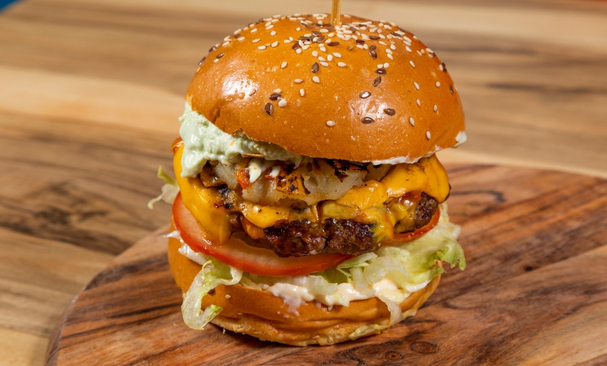 Image 10: Burger, Beer Battered Chips and Drink