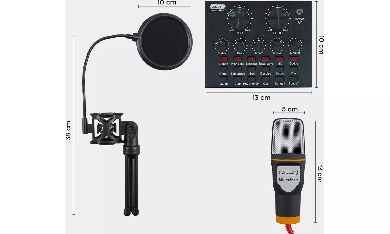 Microfono a condensatore per pc, con asta treppiedi e mixer - Image 5