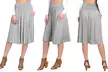 Fashion California Shirring Midi Flare Skater Skirt with Pockets - Second Medium