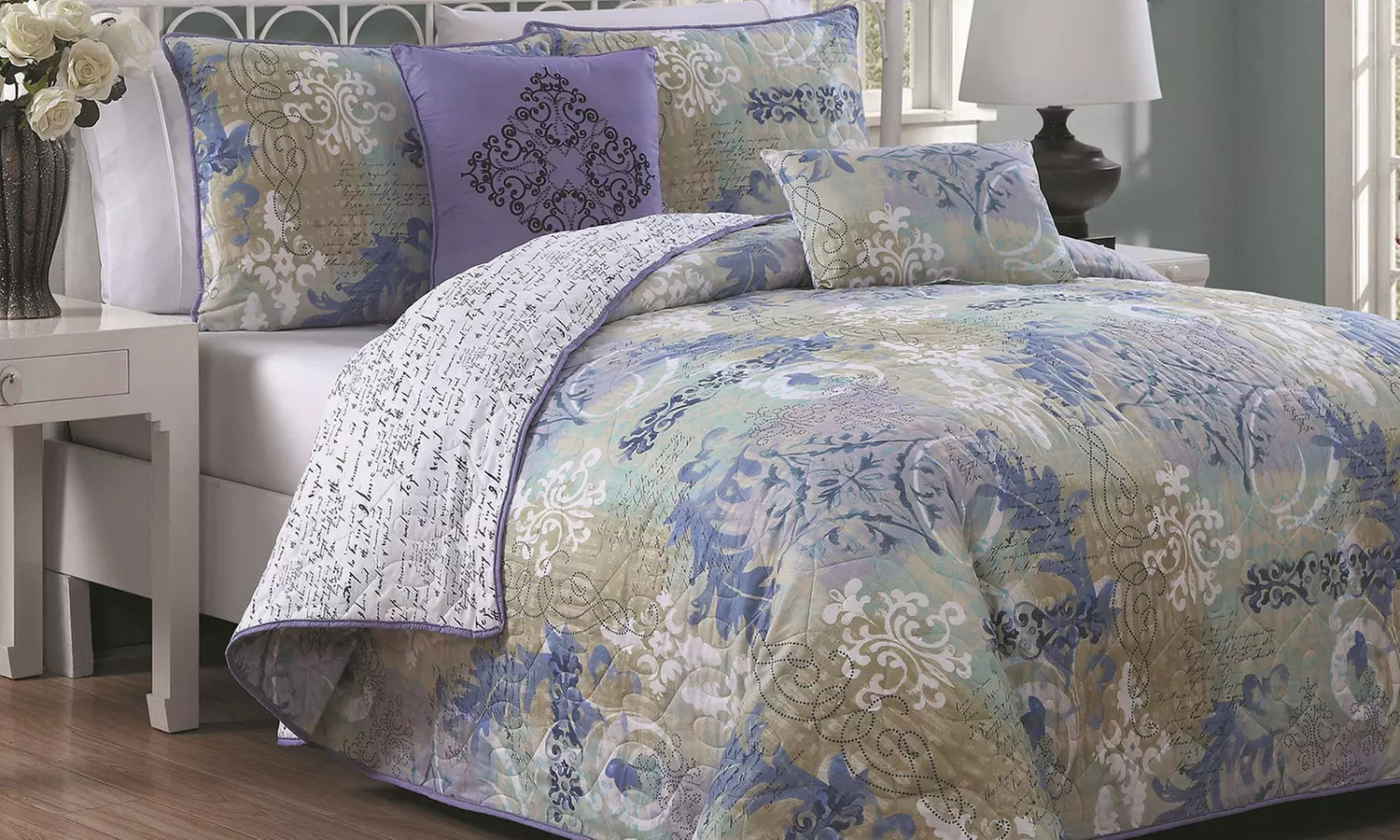 Reversible Printed Quilt Set (5-Piece) - Second Medium