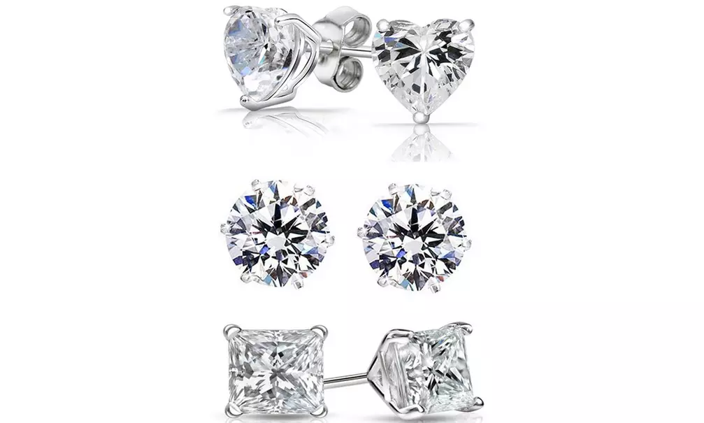 6.00 CTTW Sterling Silver Crystal Studs Made With Swarovski Elements - Primary Image