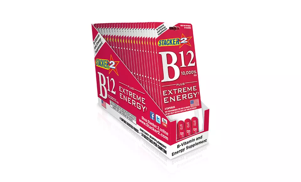 NVE Pharmaceuticals 4-Count B12 Energy Supplement Packs (24 Packs) - Primary Image