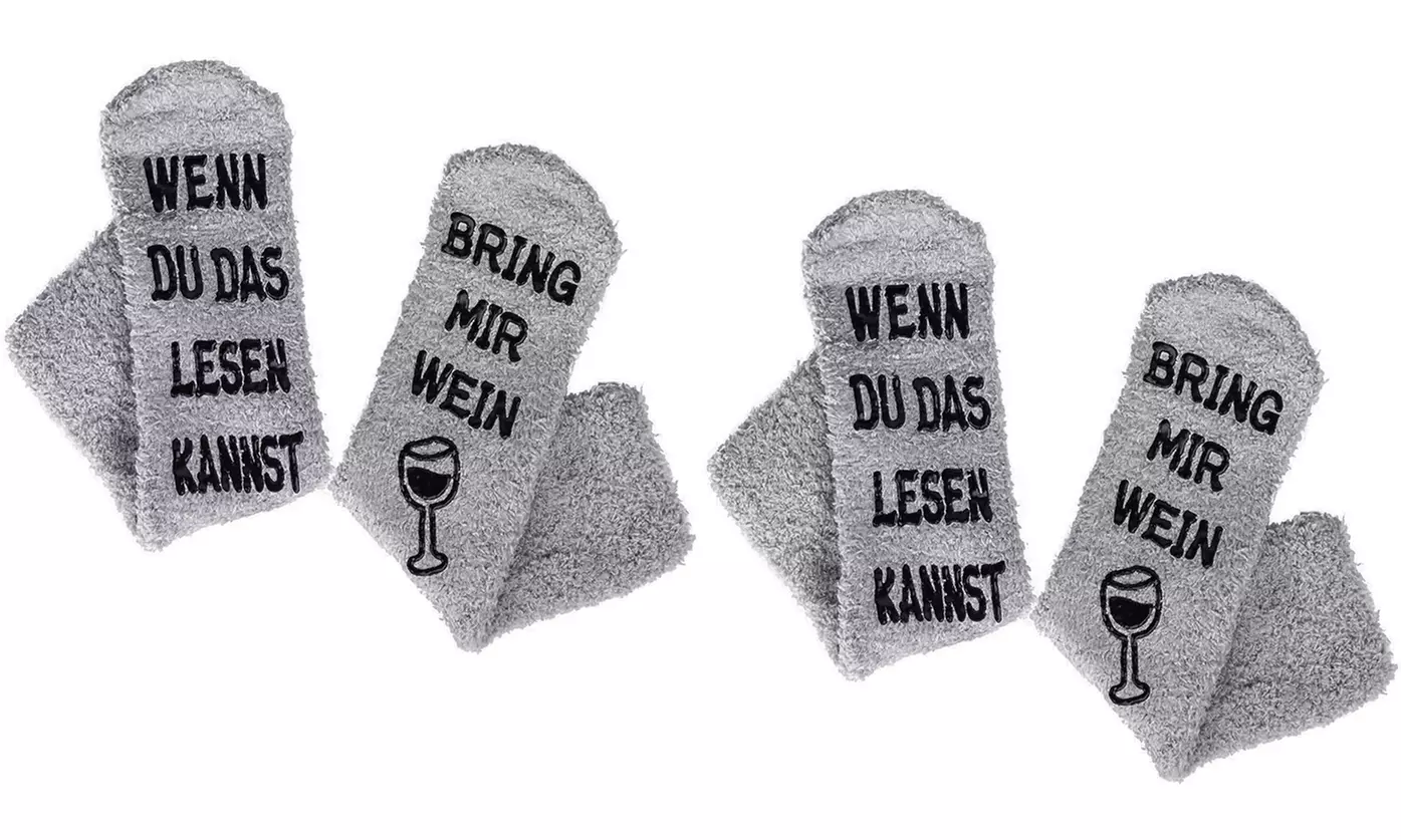 1x oder 2x lustige Socken „Bring mir ein Bier“ oder „Bring mir Wein“