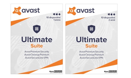 1 o 2 anni di protezione Avast Ultimate Suite 2021 per 10 dispositivi