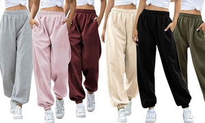 Full-Length Closed Hem Fleece Jogging Bottoms