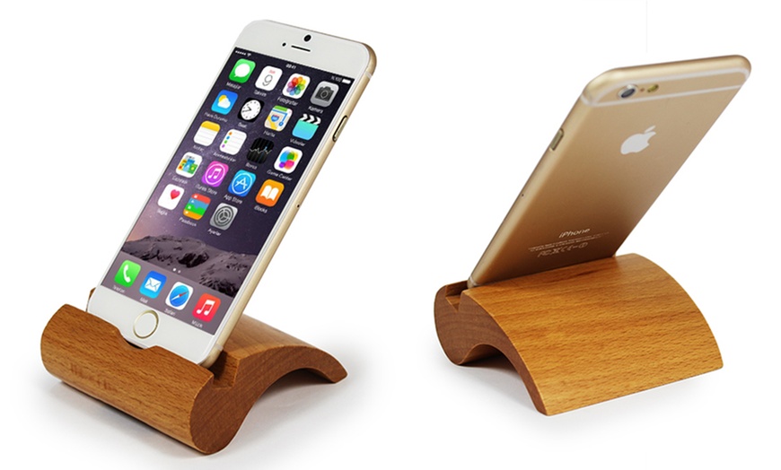 Image 3: Bamboo Phone Holder