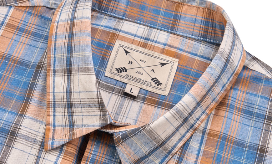 Image 6: Blu Apparel Men's Long Sleeve Checked Cotton Shirt