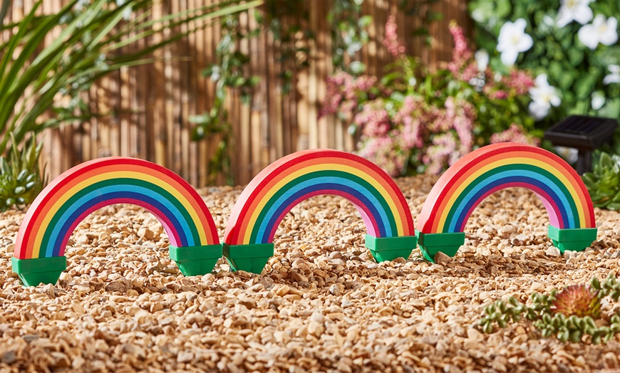 Image 3: Set of Three Rainbow Solar Stake Lights