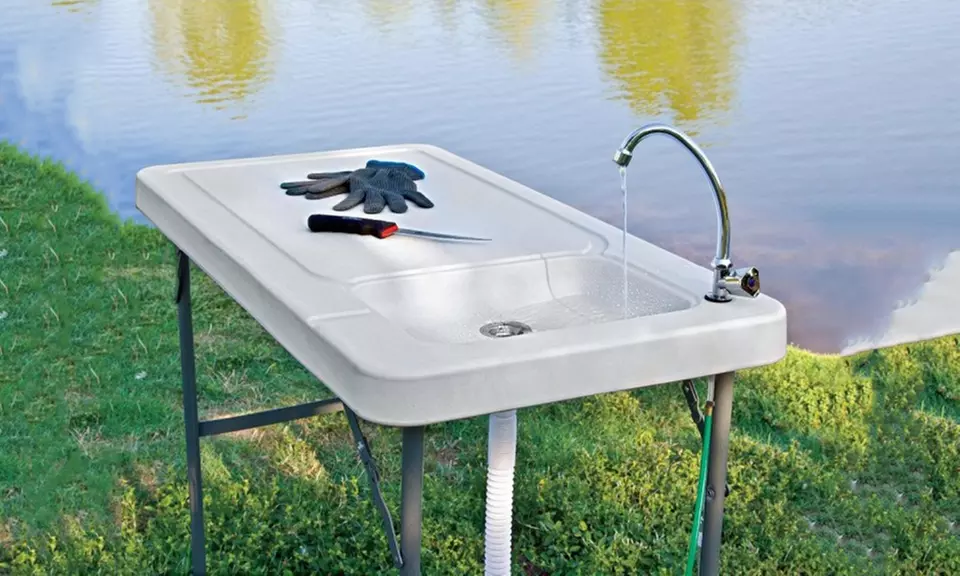Outdoor Folding Table with Built-in Sink - Primary Image