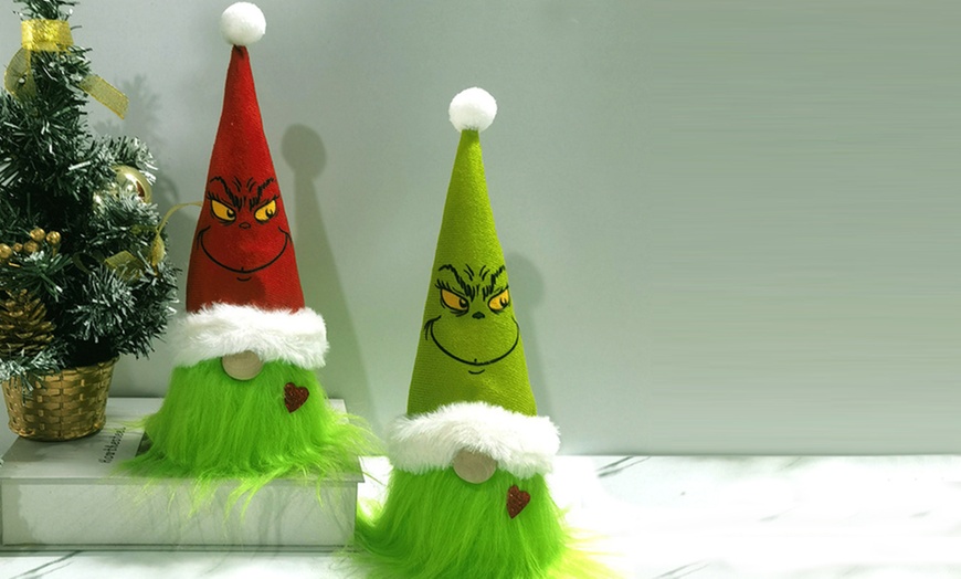 Image 1: Grinch Faceless Standing Doll Decoration