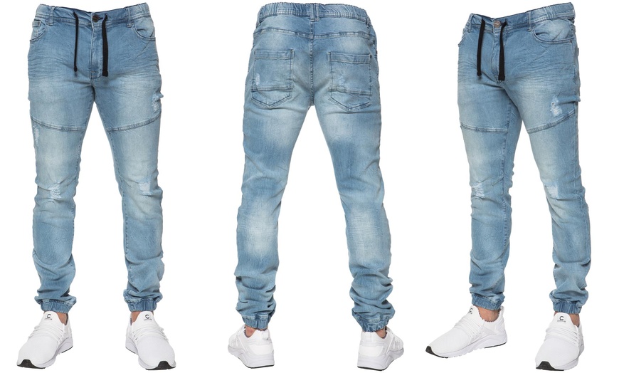 Image 2: Men's Self-Cuffed Ripped Jeans