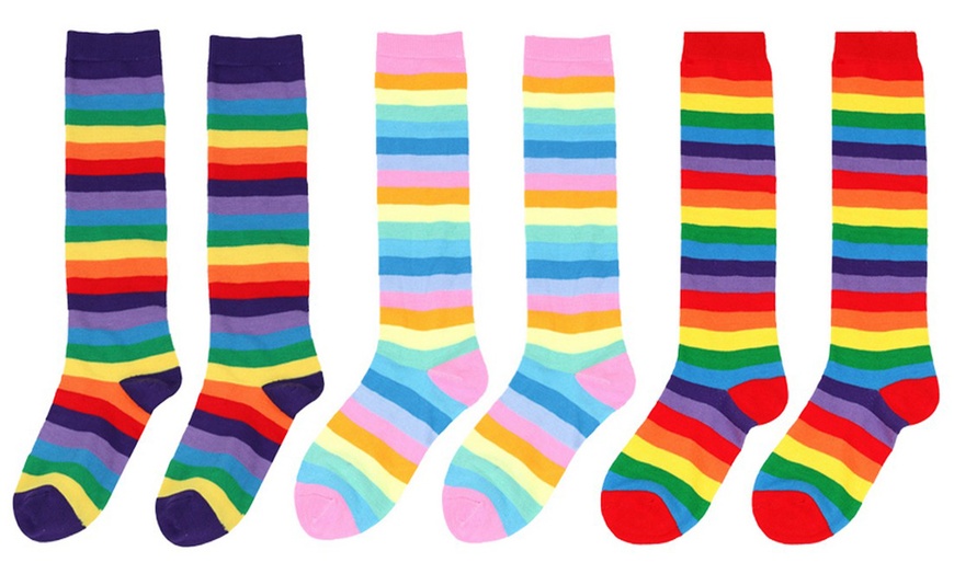 Image 5: Three-Pack Polyester Spandex Knee Socks