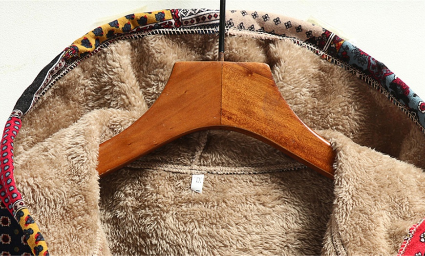 Image 4: Women's Patchwork Fleece-Lined Coat