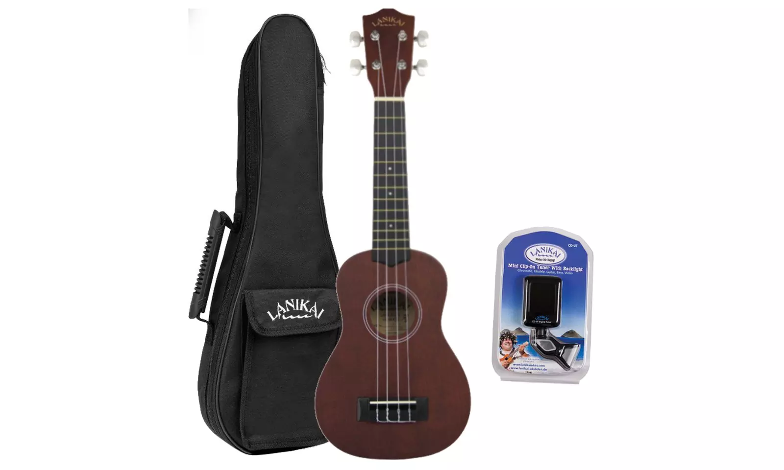 Lanikai Lu-11 Soprano Ukulele Bundle with Gig Bag and Tuner  - Primary Image