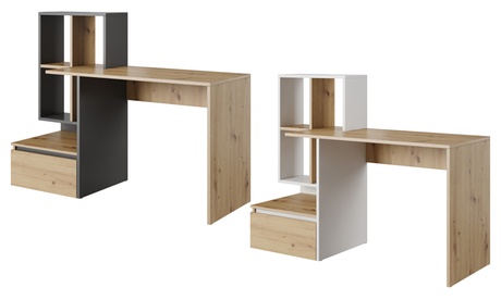 Bureau moderne de 145 cm de large avec étagères et tiroir, livraison gratuite