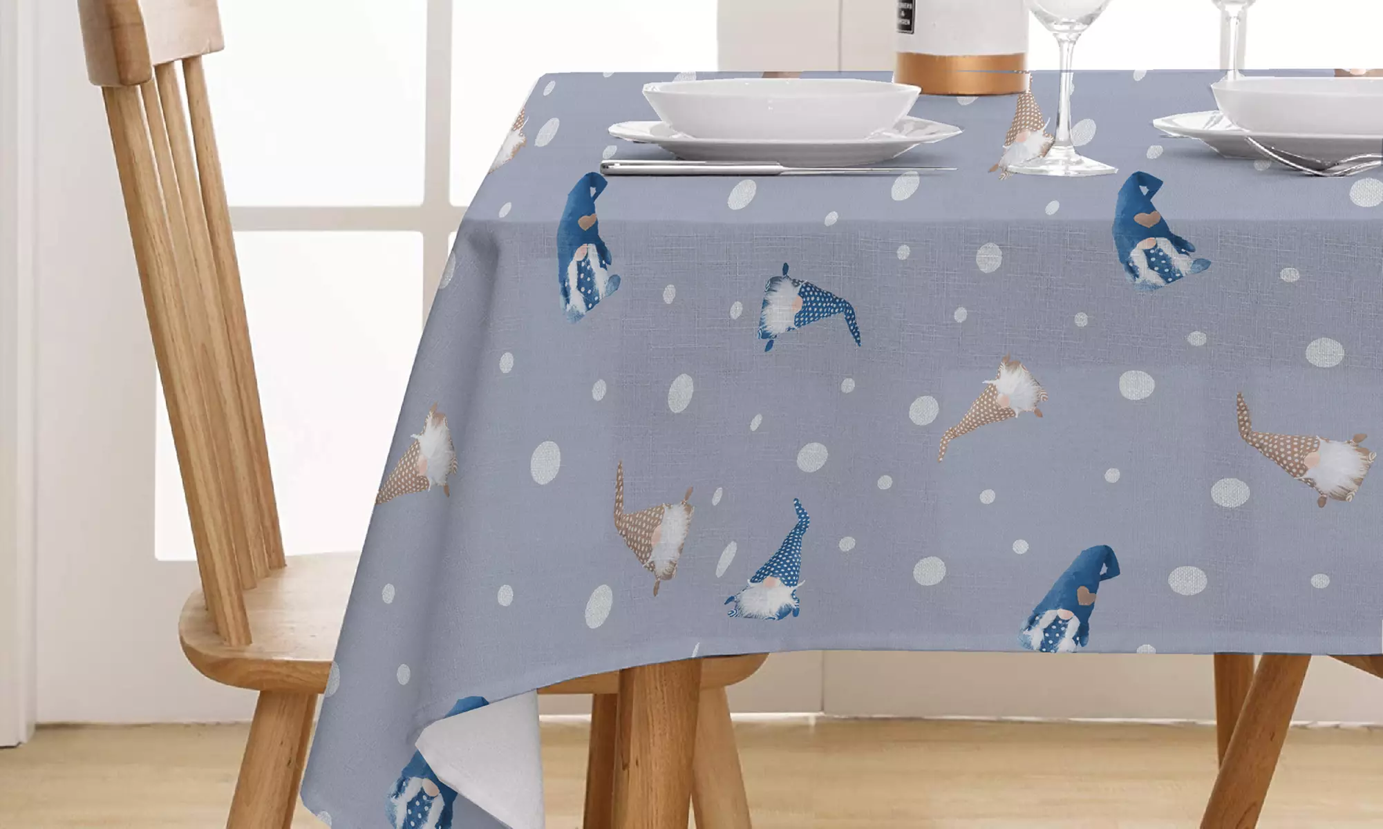 Baumwoll-Tischdecke mit weihnachtlichem Muster