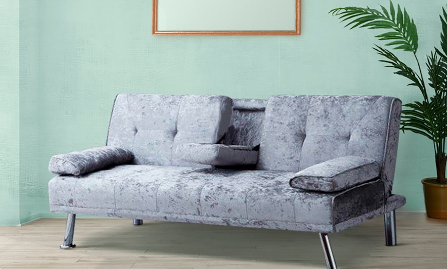 Image 6: Crushed Velvet Reel Sofa Bed