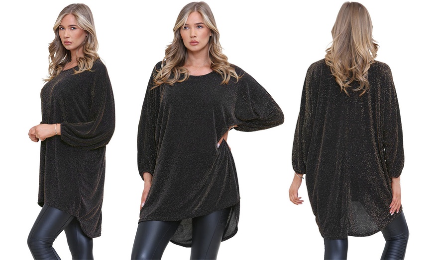 Image 5: Oversized Shiny Tunic Top