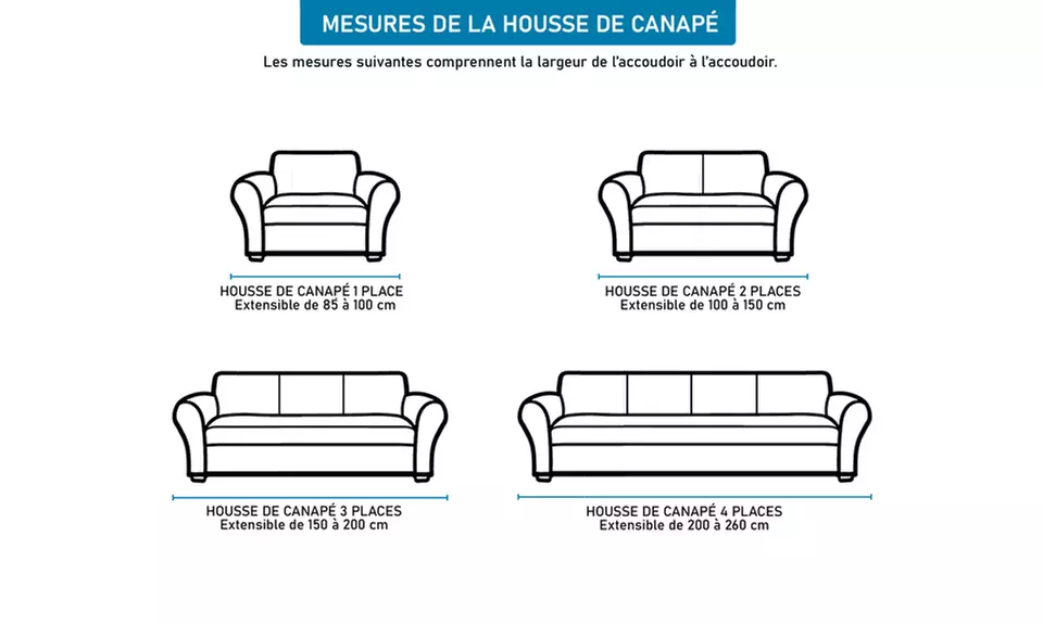 Housse de canapé extensible imperméable avec accoudoirs