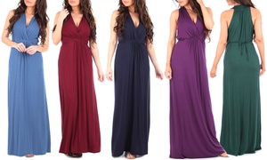 Women's Gathered Waist-Tie Maxi Dress. Plus Sizes Available.