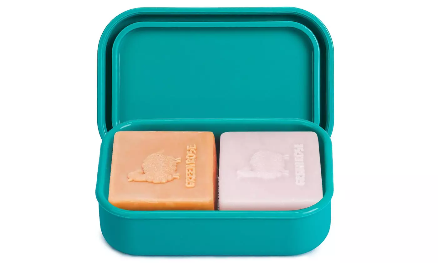 Leak Proof Silicone Soap Container with Draining Layer Portable Travel Soap Case