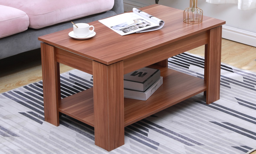 Image 10: Sliding Top Coffee Table with Storage Shelf