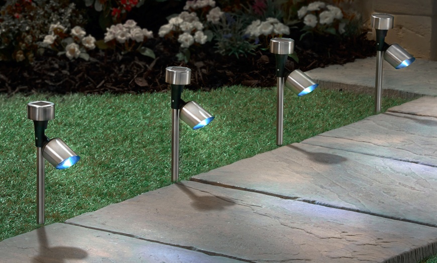 Image 1: Stainless Steel Solar Spotlights