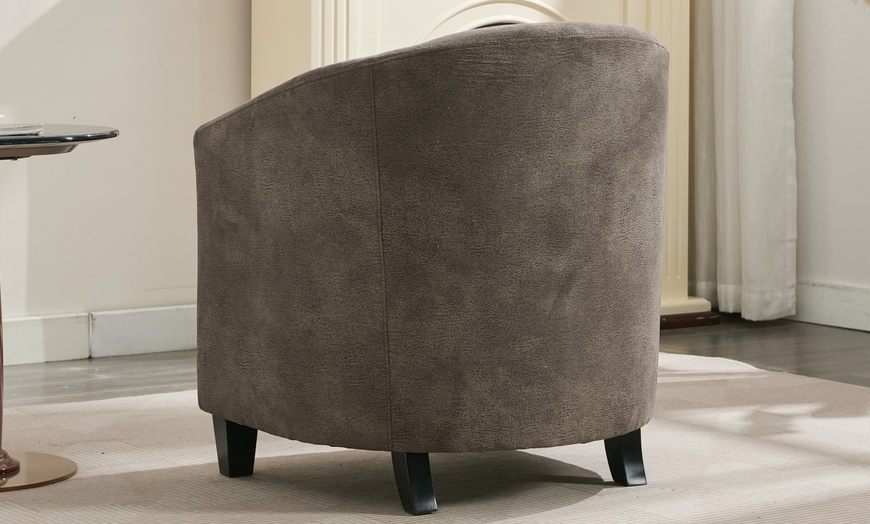Image 10: Bronzing Fabric Tub Chair with Footstool