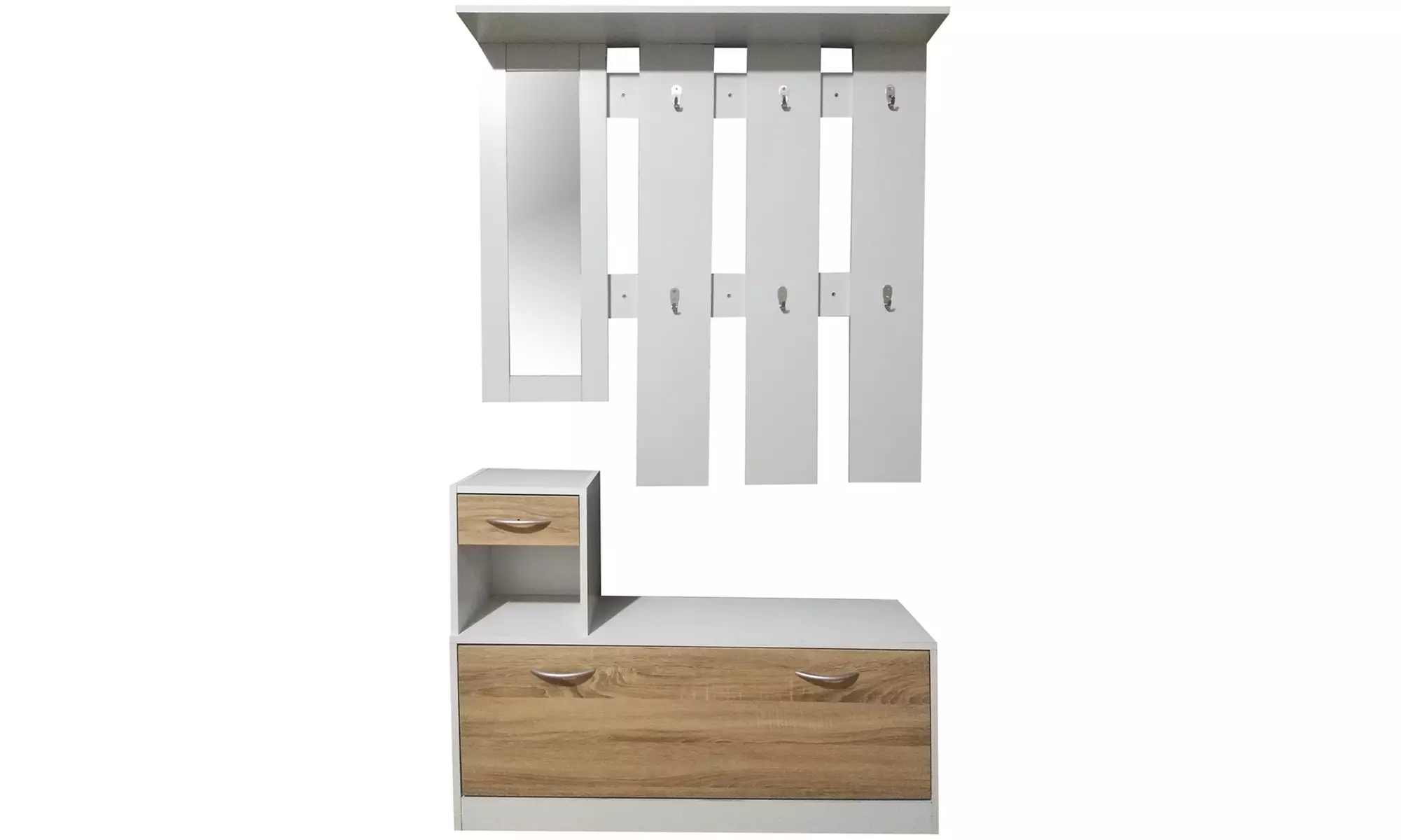 Mobile ingresso con scarpiera, specchio e appendiabiti