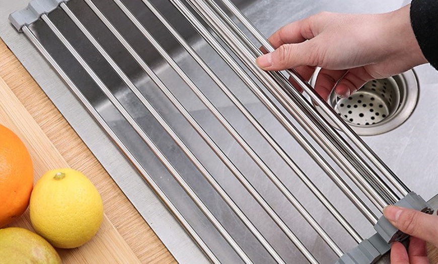 Image 6: One or Two Expandable Roll Up Dish Drying Rack