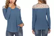 Lilly Posh Women's Long-Sleeve Lace Shoulder Waffle Top. Plus Sizes Available. - Image 6