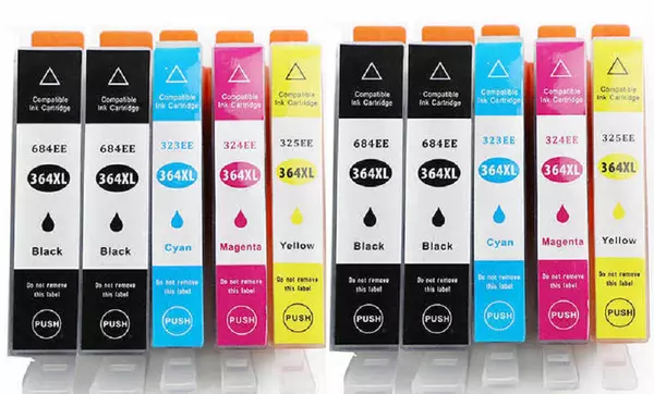 Kit 4 Cartouches D'encre Compatibles HP364XL Noir + Couleurs Avec Puces - Marque Générique