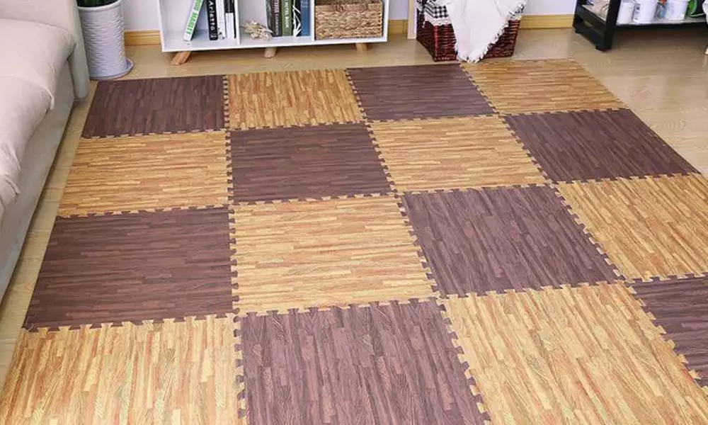 Sorbus Wood Grain Color Interlocking Floor Mat - Primary Image