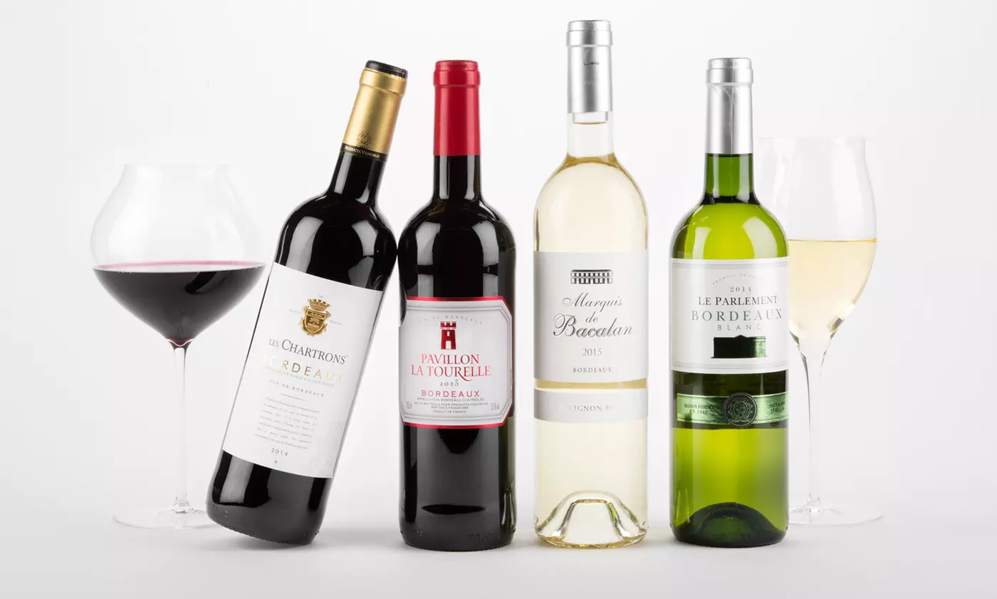 $55 for Four Bottles of Award-Winning Red and White Bordeaux Wine Including Shipping from Wine Insiders ($144.90 Value) - Primary Image