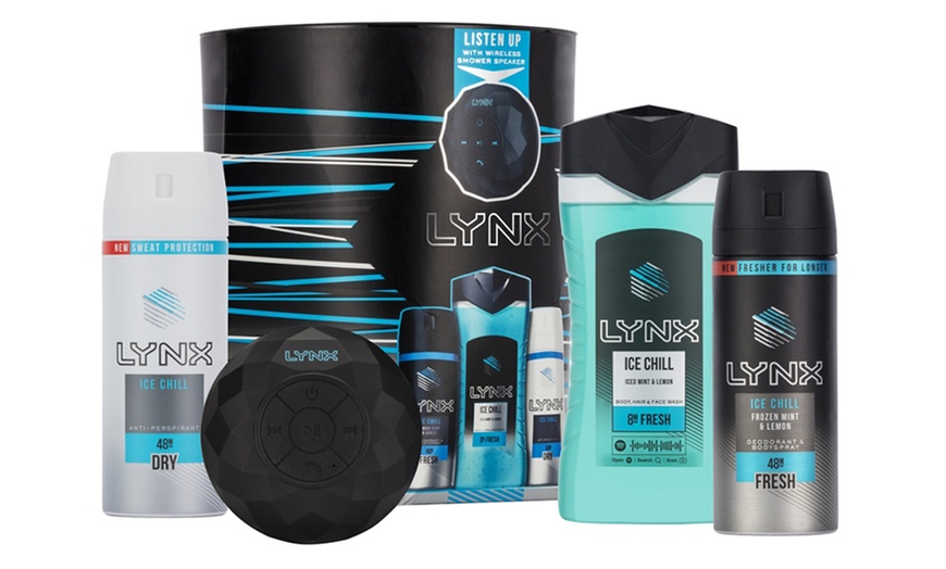 Image 1: Lynx Ice Chill Trio Shower Gift Set with Wireless Bluetooth Speakers