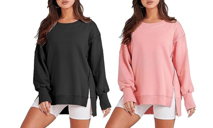 Image 12: Sweatshirt ample avec fente latérale pour femme