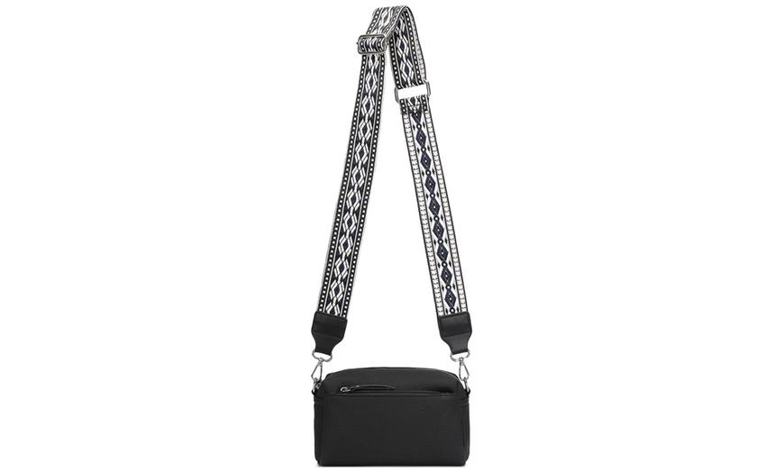 Image 38: Jacquard Strap Water-resistant Crossbody Bag