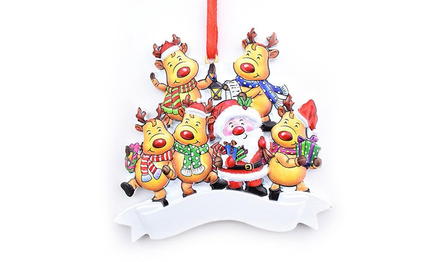 Image 2: One or Two Personalised Santa and Reindeer Christmas Tree Decorations