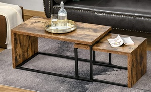 HomCom Set of Two Industrial-Style Coffee Tables