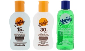 Three Pack of Malibu Sun Protection or After Sun Lotion 100ml