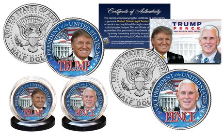 Donald Trump and Mike Pence US 2016 JFK Half-Dollar Coin Set (2-Pc.)