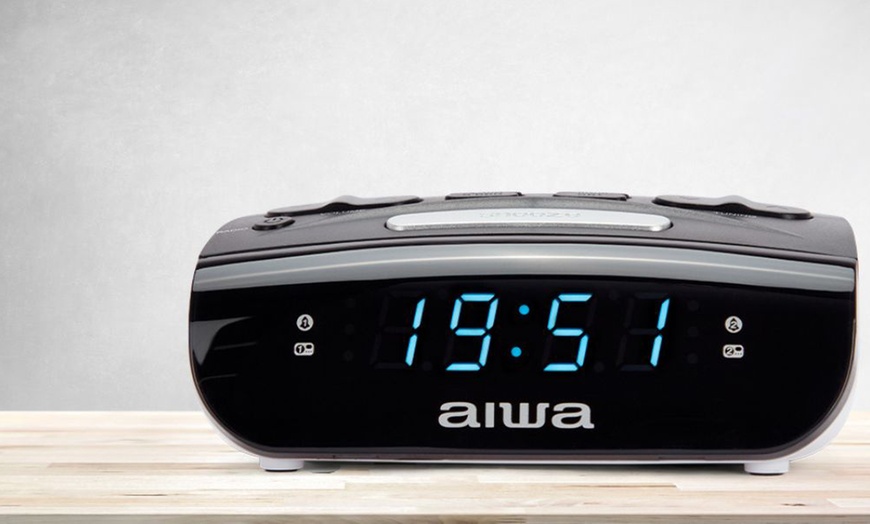 Image 1: Aiwa CR-15 Dual Alarm Clock with Radio