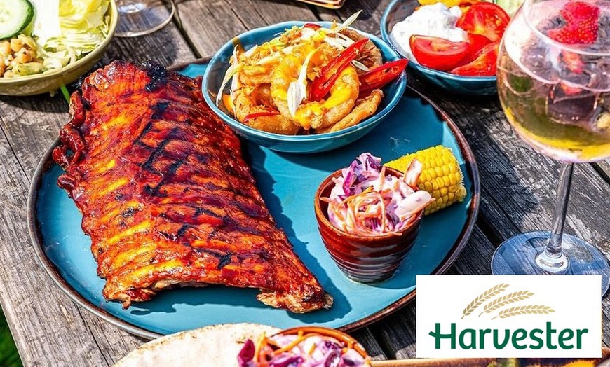 Image 1: Two or Three Course Meal for 2 Adults and Up to 2 Children @ Harvester