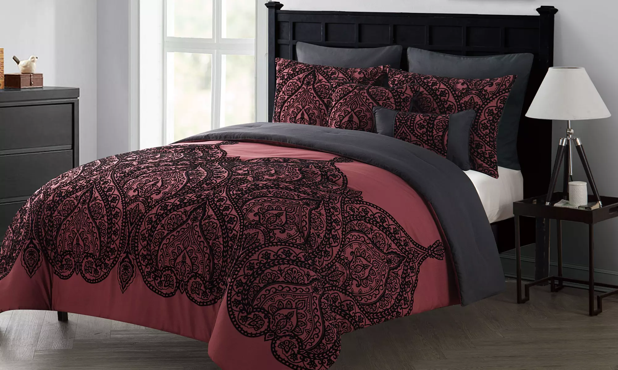 Flocked Paisley Comforter Sets (7-Piece) - Second Medium